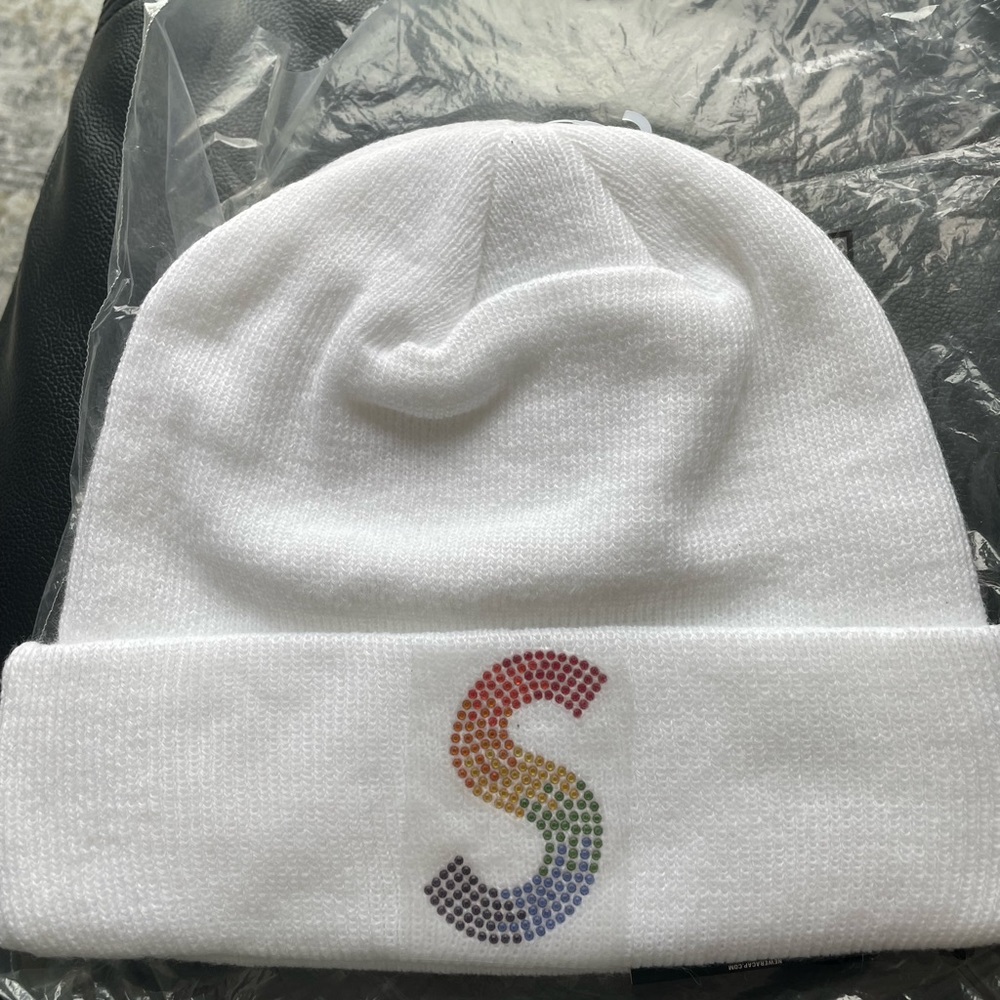 Supreme x Swarovksi White Beanie